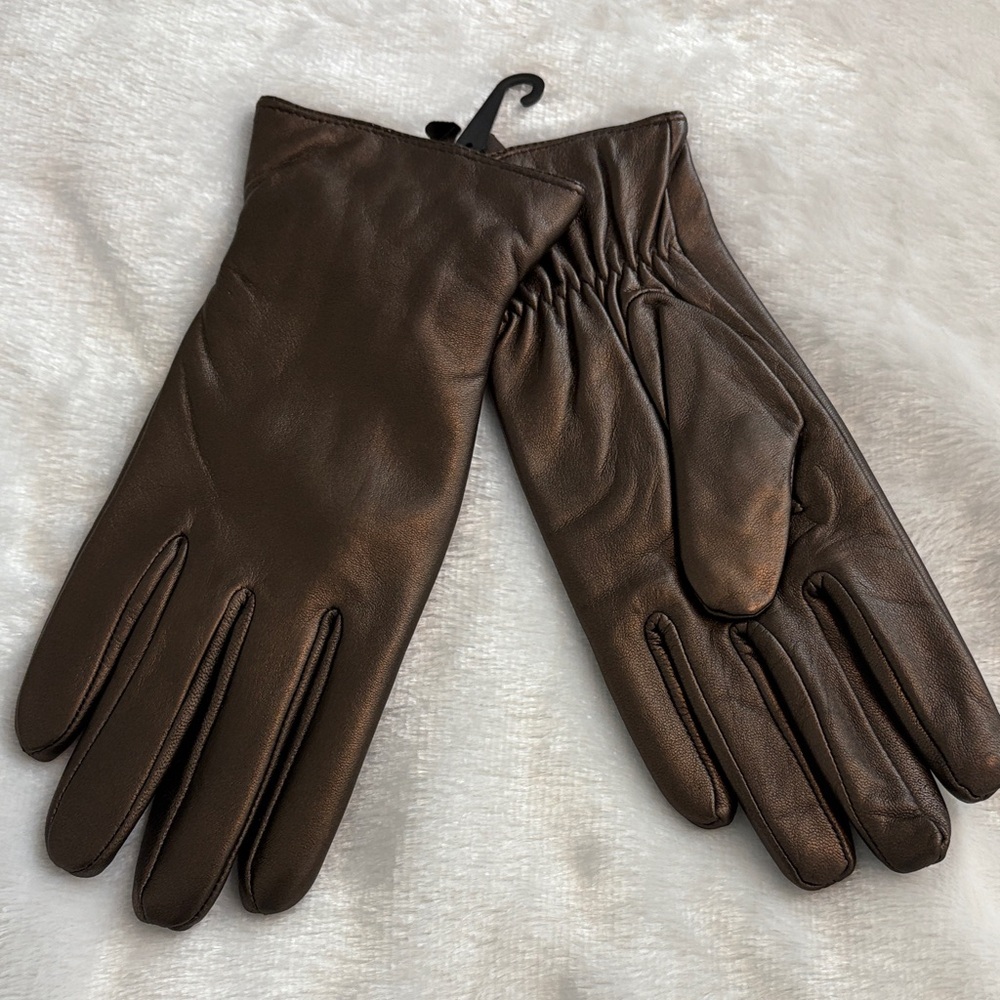 Excelled Women's Brown Leather Gloves- Cashmere Lined - Picture 6 of 8